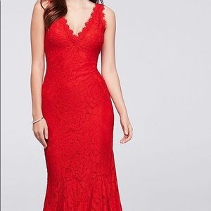 Allover Lace V-Neck Mermaid Gown